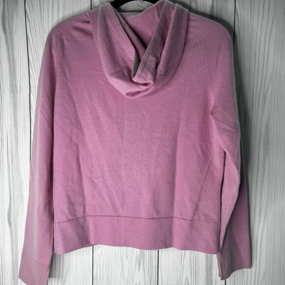 Grayson & Dunn 100% Cashmere Hooded Sweater Full Zip Up Soft Pink Size Large - Picture 3 of 8